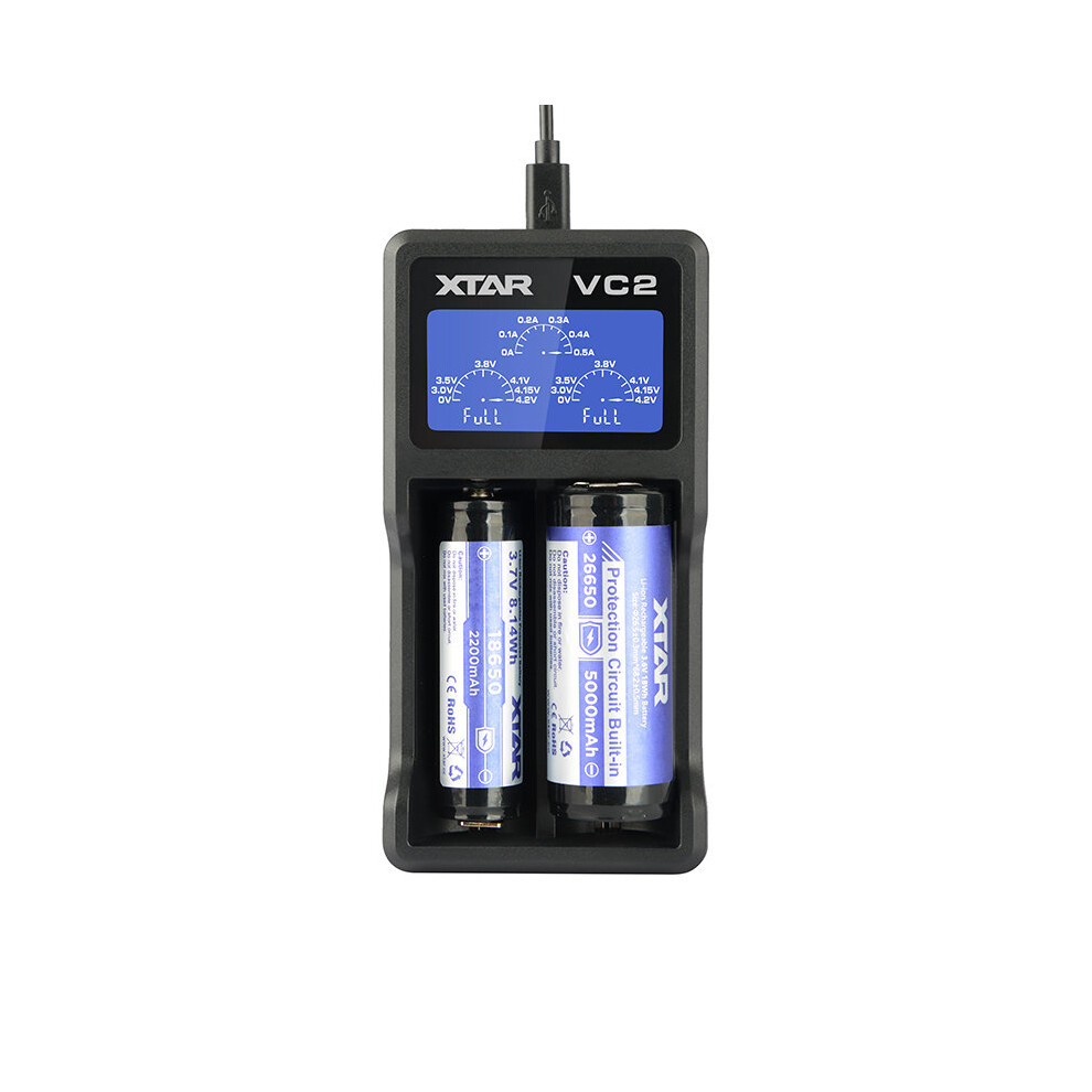 Xtar Vc2 Usb Li-Ion Lcd 18350 Cr123a 18650 Battery Charger 6952918320388