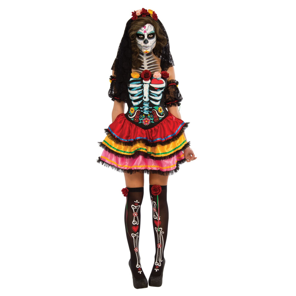 Rubies (Large) Day Of The Dead Senorita Costume Pink,White,Orange