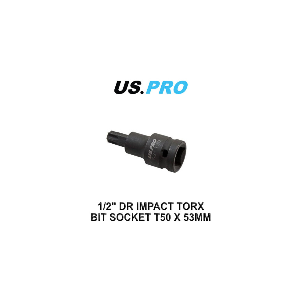 US PRO 1/2" DR Impact Torx Bit Socket T50 X 53MM 3313