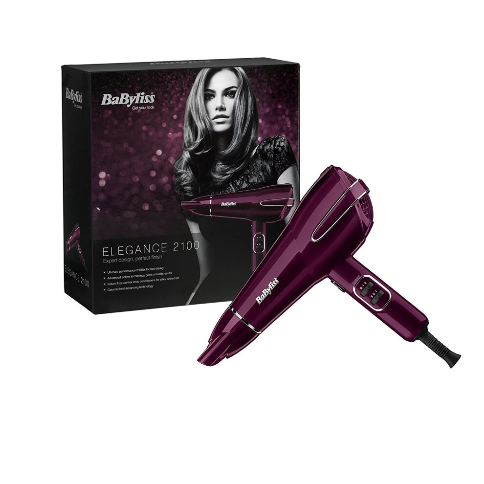 BaByliss 5560KU Elegance Hair Dryer 2100W Raspberry 3-Heat & 2-Speed Settings