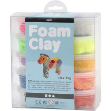 Massinha de modelar perlada Foam Clay - Pacote com 10 - 10 x 35 g - Cores sortidas