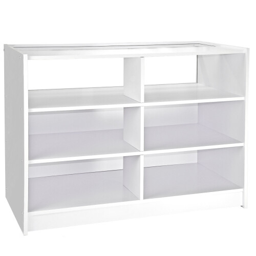 Bancone B1200 Bianco da Negozio e Reception Elegante Solido Robusto con Ripiani 2