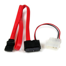 Adaptador de Cable Slimline SATA a SATA - STARTECH - 50 cm - Alimentación LP4 - Rojo - Disco Óptico
