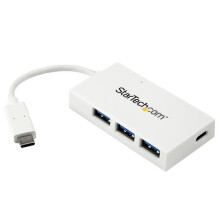 Hub USB-C - STARTECH - 4 puertos USB 3.0 - 1x USB-C 3x USB-A - Alimentado por bus - Blanco