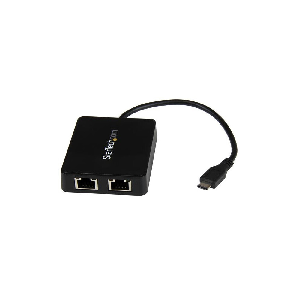 StarTech.com USB-C to Dual Gigabit Ethernet Adapter with USB (Type-A) Port