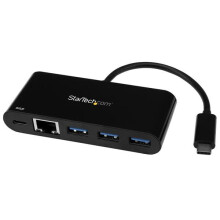 USB 3.0 - STARTECH - 3-porttinen - Gigabit Ethernet - Power Delivery - Kompakti ja kannettava