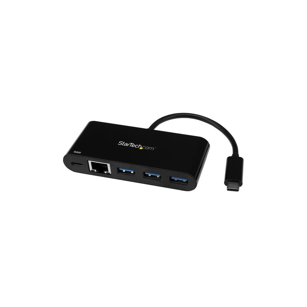 StarTech.com 3-Port USB-C Hub with Gigabit Ethernet and Power Delivery - USB-C to 3x USB-A - USB 3.0 Hub