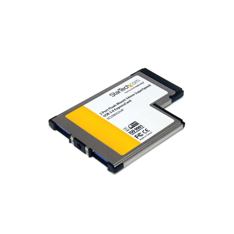 StarTech.com 2 Port Flush Mount ExpressCard 54mm SuperSpeed USB 3.0 Card Adapter with UASP Support