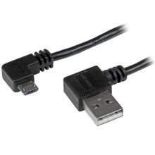 STARTECH.COM Cable USB A a Micro B con Conectores en Ángulo Recto - Cable Micro USB - M/M - 1m - Negro