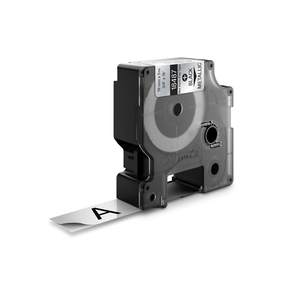 Dymo 19Mm Rhino Permanent Polyester On D1 Label-Making Tape Black/Grey