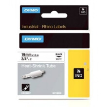 DYMO Rhino - Teollisuuden kutisteputkitarrat - musta valkoisella - 19 mm x 1,5 m
