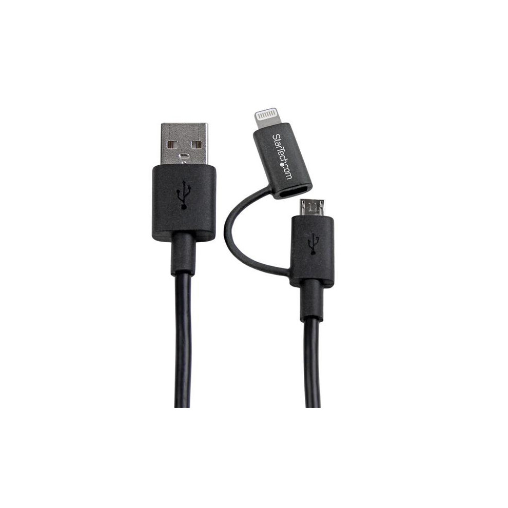 Photos - Cable (video, audio, USB) Startech.com Apple Lightning or Micro USB to USB cable â 1m , black LTUB1MBK (3ft)