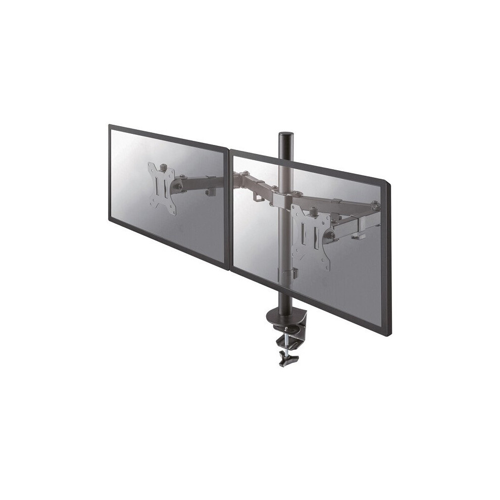 Newstar Full Motion Dual Desk Mount (Clamp & Grommet) For Two 10-27 Monitor Screens, Height Adjustable - Black 8717371446284