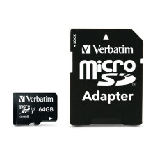 Scheda microSDXC Verbatim PRO 64 GB Class 10, UHS-I, UHS-Class 3 con adattatore SD