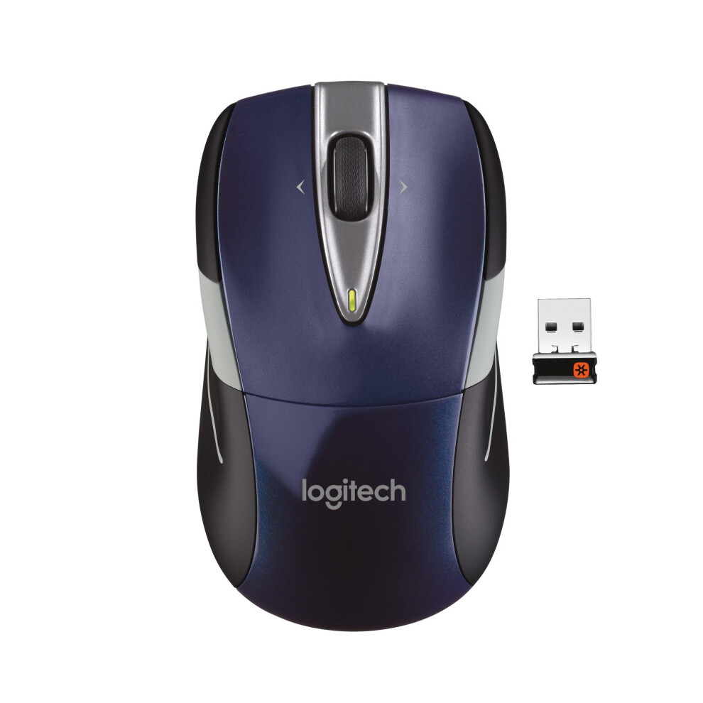 Refurbished Logitech M525 Rf Wireless+Usb Optical Ambidextrous Blue 910-004933