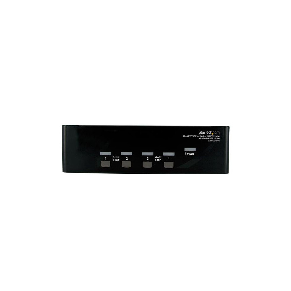Startech.com 4 Port Dvi Vga Dual Monitor Kvm Switch Usb With Audio & Usb 2.0 Hub