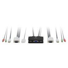 Schakelaar scherm-toetsenbord-muis/audio - LevelOne KVM-0223 - USB - 2 poorten - 2048 x 1536