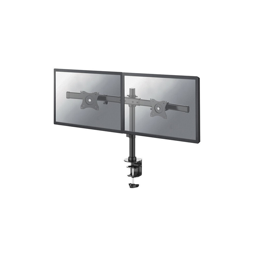 Newstar Tilt/Turn/Rotate Dual Desk Mount (Clamp & Grommet) For Two 10-27 Monitor Screens, Height Adjustable - Black 8717371446291