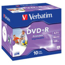 DVD+R stampabile 16X - VERBATIM - Confezione da 10 - 4.7 Go - Custodia in cristallo
