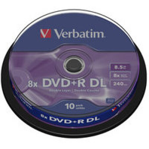 Verbatim DVD+R DL VERBATIM - Eixo de 10 - 8,5 GB - 8x