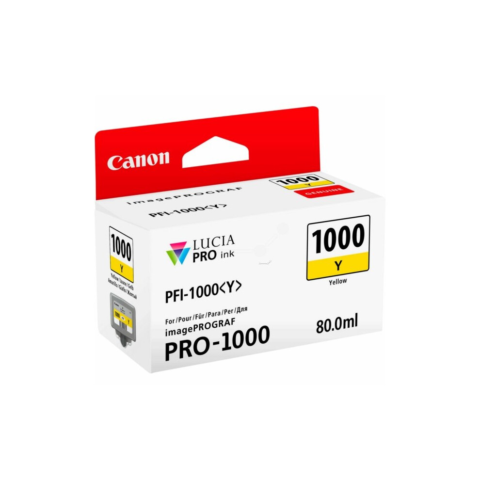 Canon 0549C001 (Pfi-1000 Y) Ink Cartridge 3.37K Pages, 80Ml Yellow
