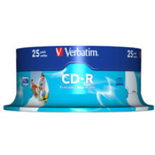 CD-R Verbatim 52x - Spindle da 25 stampabile Matt inkjet - 700 Mo - 80 Minuti
