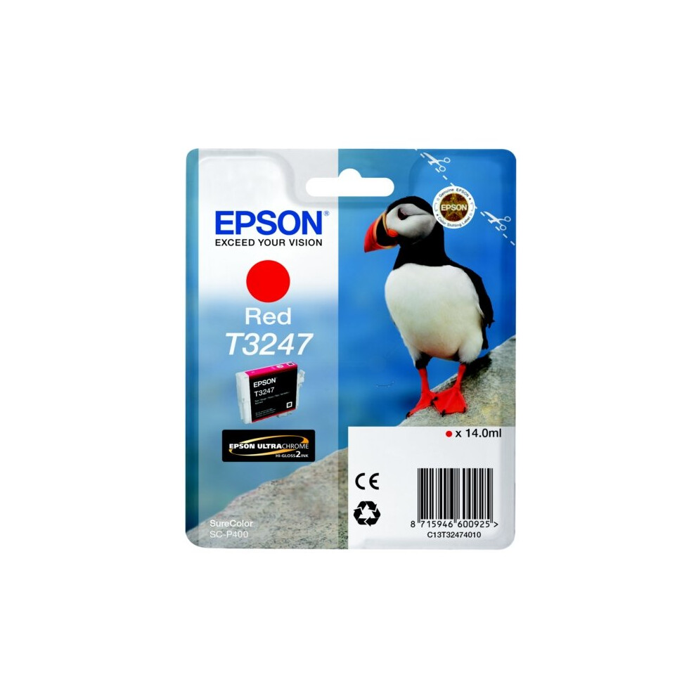 Epson C13t32474010 (T3247) Ink Cartridge 980 Pages, 14Ml Red