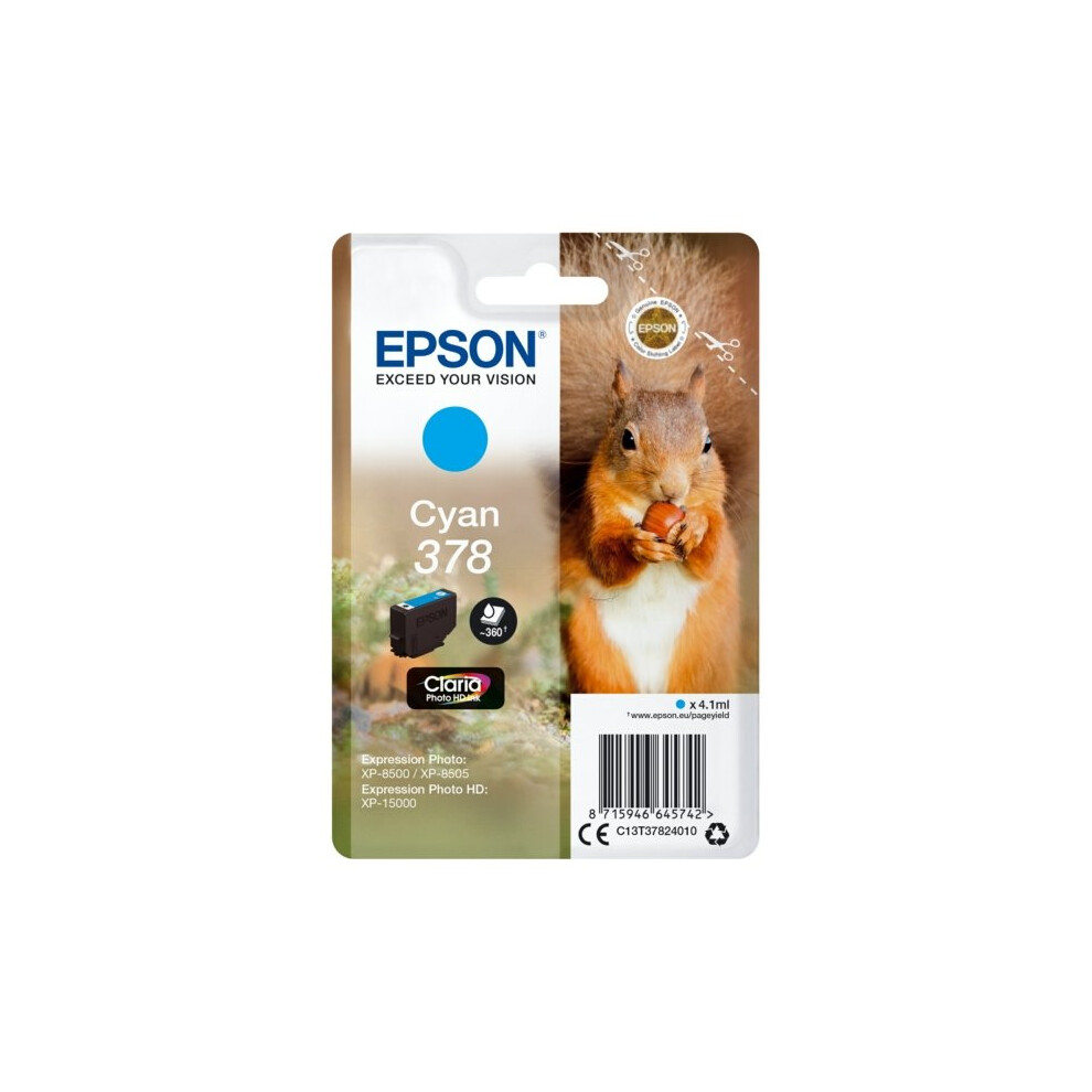 Epson C13t37824010 (378) Ink Cartridge Cyan, 360 Pages, 4Ml