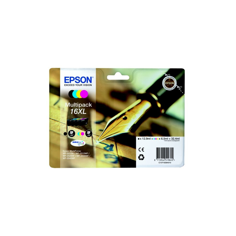 Epson C13t16364022 (16Xl) Ink Cartridge Multi Pack, 12,9Ml + 3X 6,5Ml, Pack Qty 4