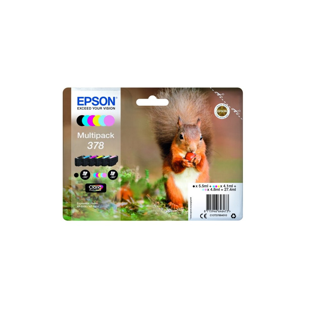Epson 378 Squirrel Claria Photo HD Ink Cartridges - 6 Pack - Black, Cyan, Magenta, Yellow, Light Cyan, Light Magenta - Image 18