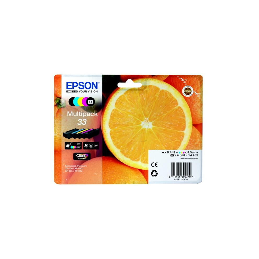 Epson E33 Druckerpatronen (bk, c, m, y, phbk) - Epson T3337, No. 33, C13T33374011 für z.B. Epson Expression Premium XP -530 - Image 12
