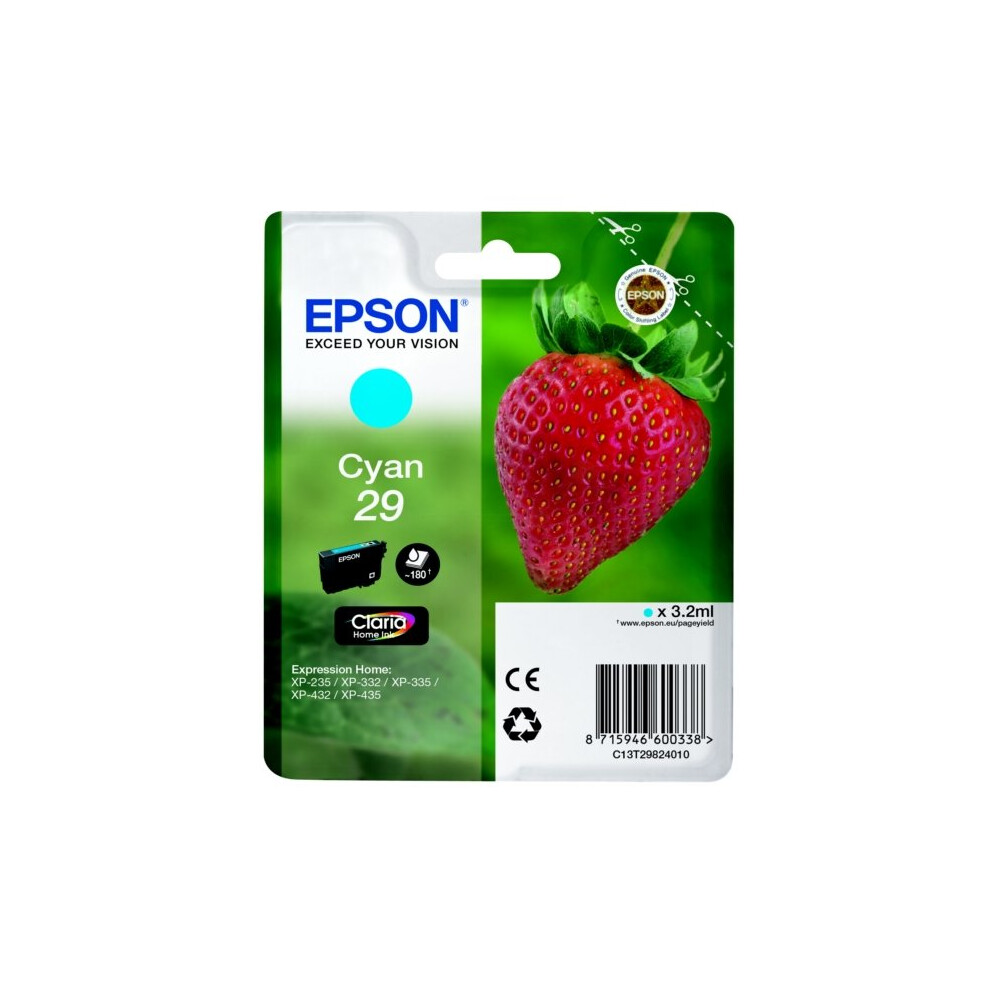 Epson C13T29824022 (29) Ink cartridge cyan, 180 pages, 3ml