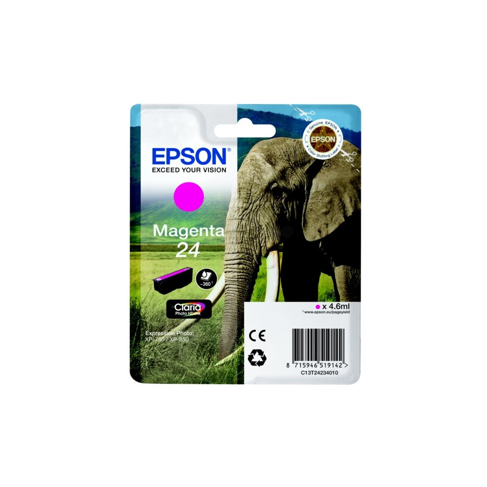 Epson C13T24234012 (24) Ink cartridge magenta, 360 pages, 5ml