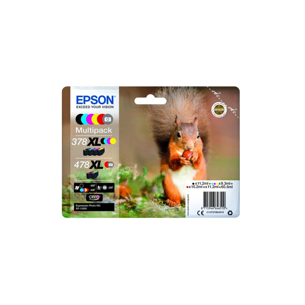 Epson C13T379D4010 (378XL/478XL) Ink cartridge multi pack, 11,2ml +3x9,3ml + 10,2ml + 11,2ml, Pack qty 6