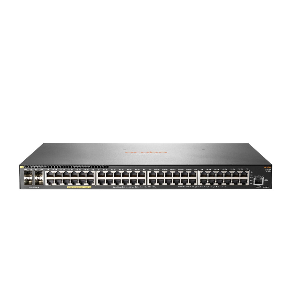 Hewlett Packard Enterprise Aruba 2930F 48G PoE+ 4SFP Managed network switch L3 Gigabit Ethernet (10/100/1000) Power over Ethernet (PoE) 1U Grey