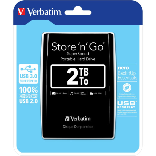 Verbatim Disco rigido esterno - VERBATIM - Store'n'go - 2 To - Nero
