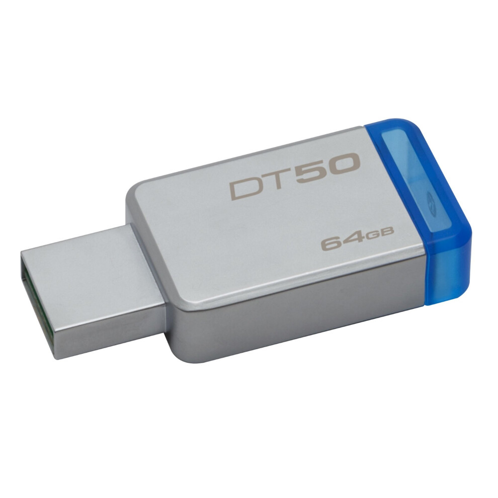 Kingston Technology DataTraveler 50 64GB 64GB USB 3.0 (3.1 Gen 1) USB Type-A connector Blue, Silver USB flash drive