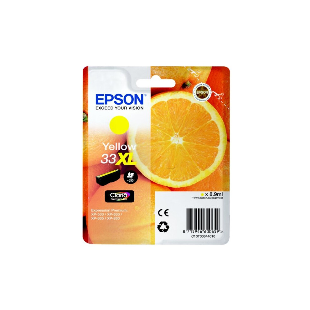 Epson C13T33644012 (33XL) Ink cartridge yellow, 650 pages, 9ml