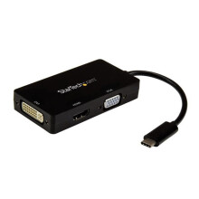 USB-C multiport adapter - STARTECH.COM - 3-in-1 - HDMI DVI VGA - Zwart - USB Type-C