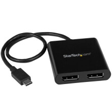 Hub MST USB-C - STARTECH - 2x DisplayPort - Ultra HD 4K - Compatible Thunderbolt 3 - Noir