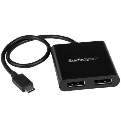 StarTech.com Hub MST USB-C - STARTECH - 2x DisplayPort - Ultra HD 4K - Compatível com Thunderbolt 3 - Preto