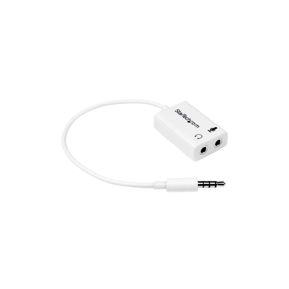StarTech.com White headset adapter for headsets with separate headphone / microphone plugs - 3.5mm 4 position to 2x 3 position 3.5mm M/F