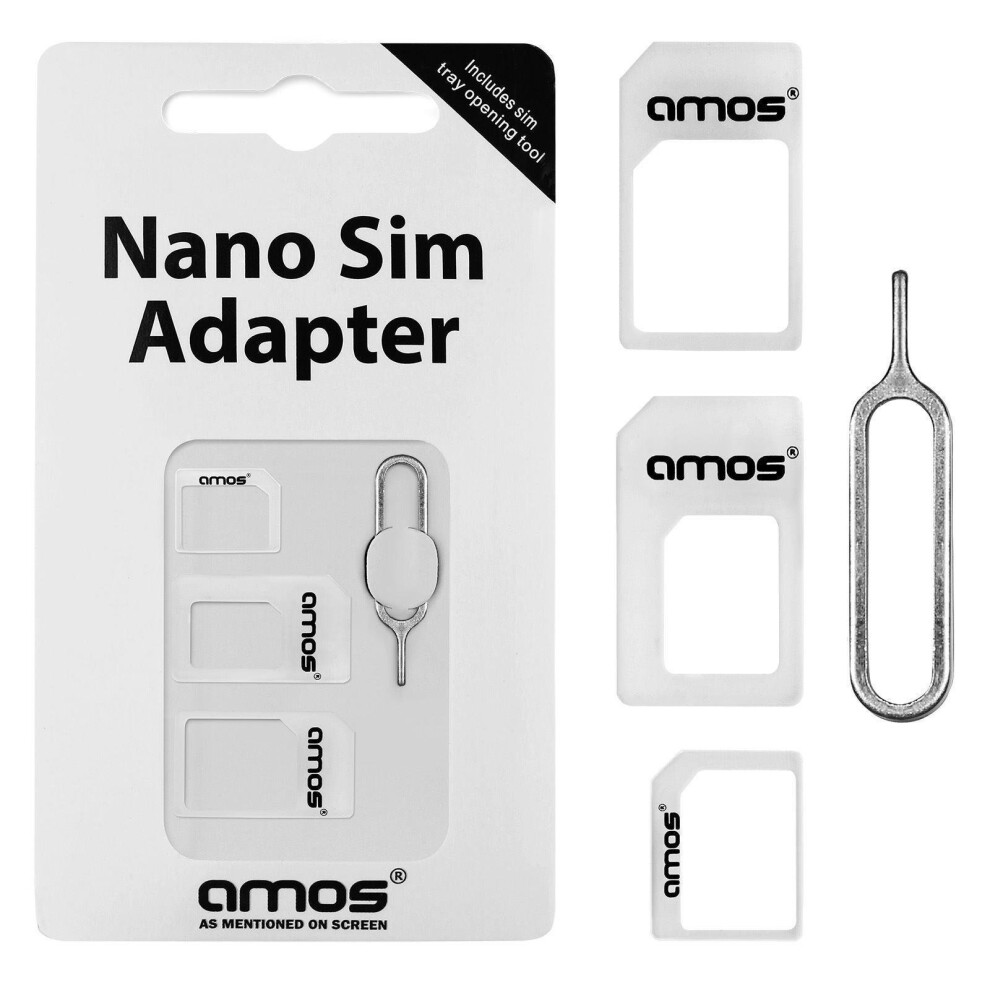 AMOS 4 in 1 Nano to Micro & Standard SIM Card Adapter Converter for iPhone 6 5S