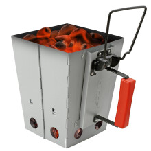 AMOS BBQ Barbecue Collapsible Chimney Starter Charcoal Grill Steel Fire Lighter