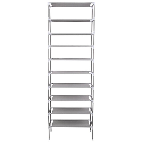 AMOS 10-Tier Extendable Shoe Organiser - White | Shoe Storage Rack 1