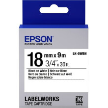 Conjunto de etiquetas EPSON LK5WBN - Transferencia térmica - Rollo 1,8 cm x 9 m - Negro sobre blanco