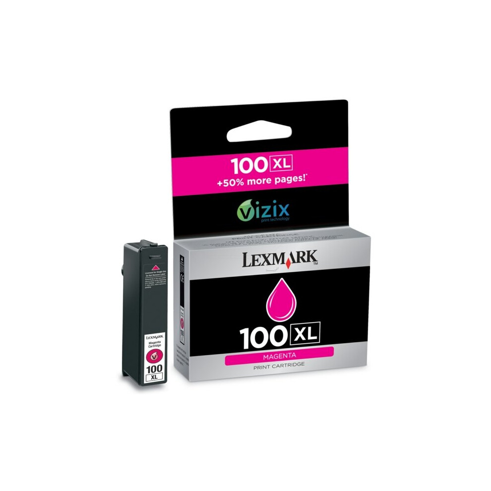 Lexmark 14N1070b (100Xl) Ink Cartridge Magenta, 600 Pages Pink 734646158329