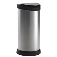 Curver Pedal Bin Deco Oval 40L Silver Trash Can Waste Container Rubbish Bin