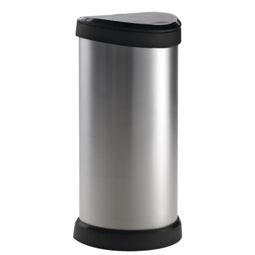 Curver Curver Pedal Bin Deco Oval 40L Silver Trash Can Waste Container Rubbish Bin