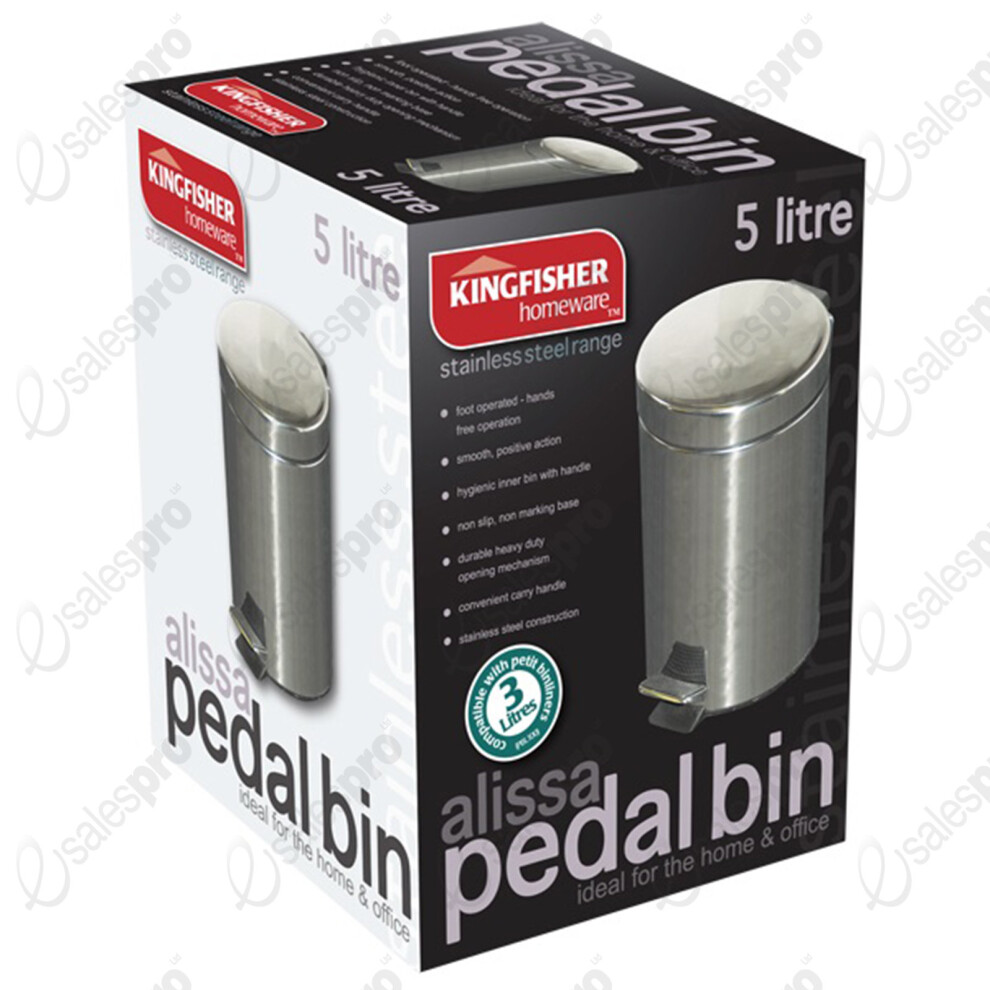 (5 litre) Kingfisher Pedal Bin Stainless Steel